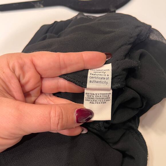 Diane von Furstenberg Black Sequin Drape Front Shift Dress Sz 6 - Picture 6 of 11